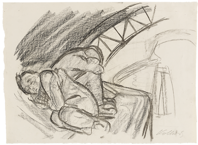 Käthe Kollwitz, Sous le pont, 1928, fusain et craie noire estompé, sur papier à dessin, NT 1161, Kölner Kollwitz-Sammlung © Käthe Kollwitz Museum Köln