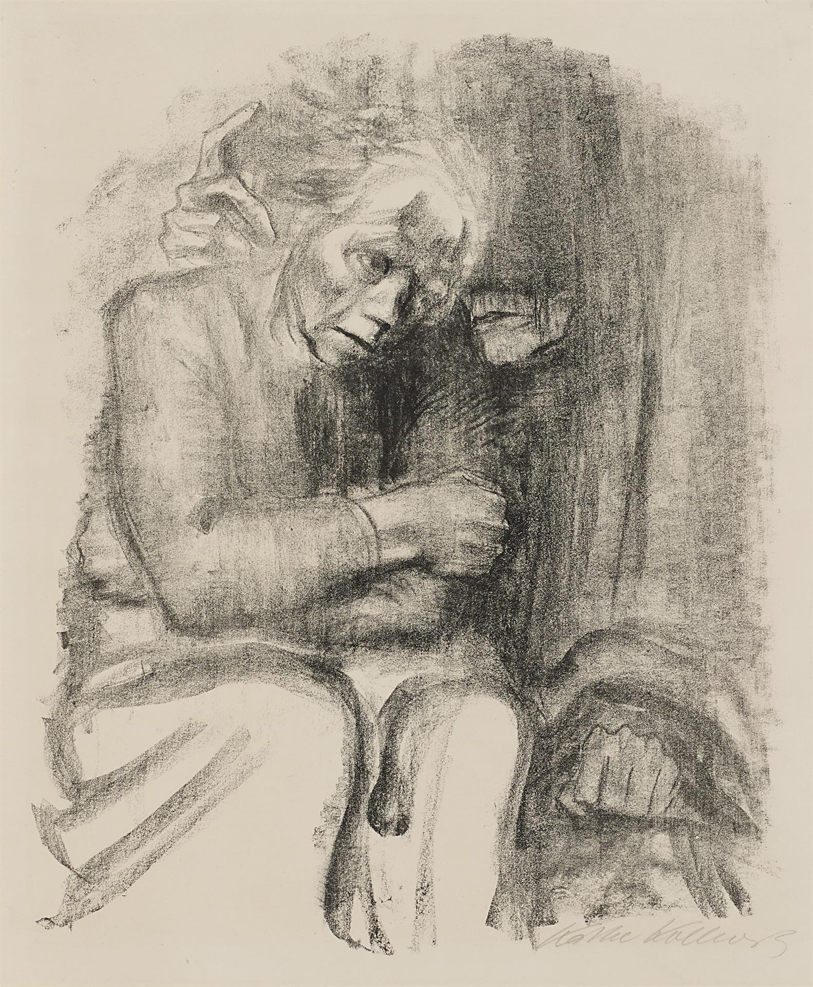 Käthe Kollwitz, Abschied und Tod, 1923, Kreidelithographie (Umdruck), Kn 200 II b