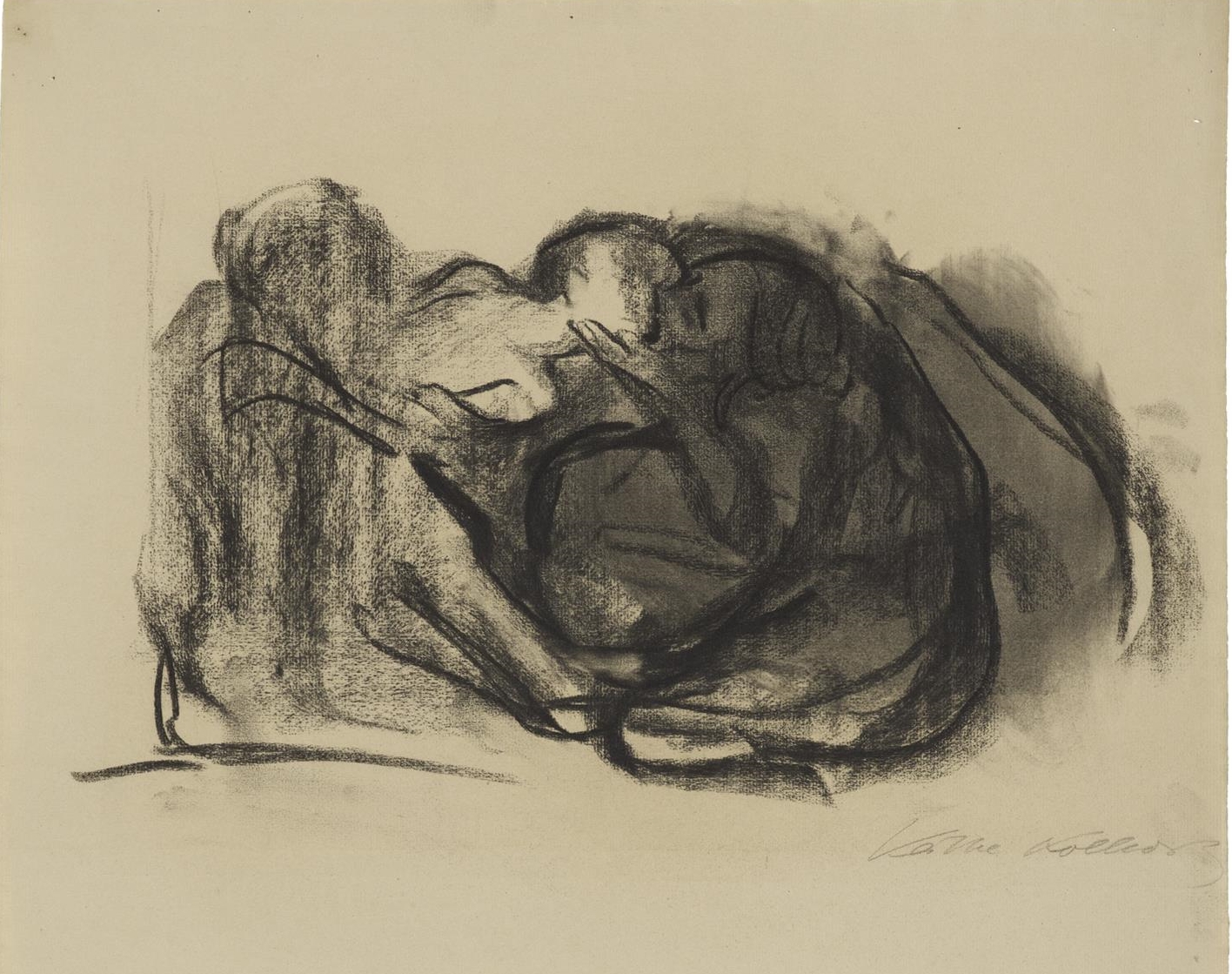 Käthe Kollwitz, La Mort arrachant son enfant à une mère, 1911, fusain estompé, sur papier Ingres, NT 634, Collection Kollwitz de Cologne © Käthe Kollwitz Museum Köln