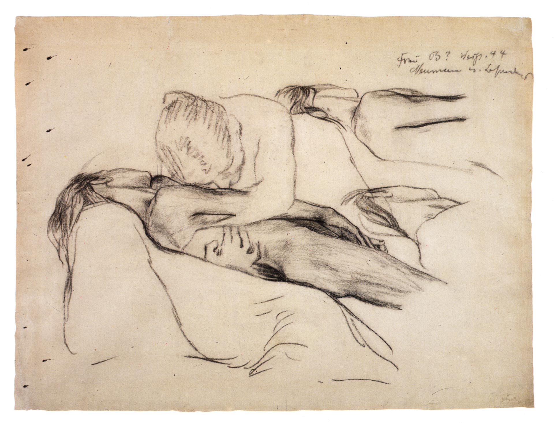 Käthe Kollwitz, Femme avec enfant mort, 1903, fusain sur papier Ingres jaunâtre, NT 234a, Collection Kollwitz de Cologne © Käthe Kollwitz Museum Köln