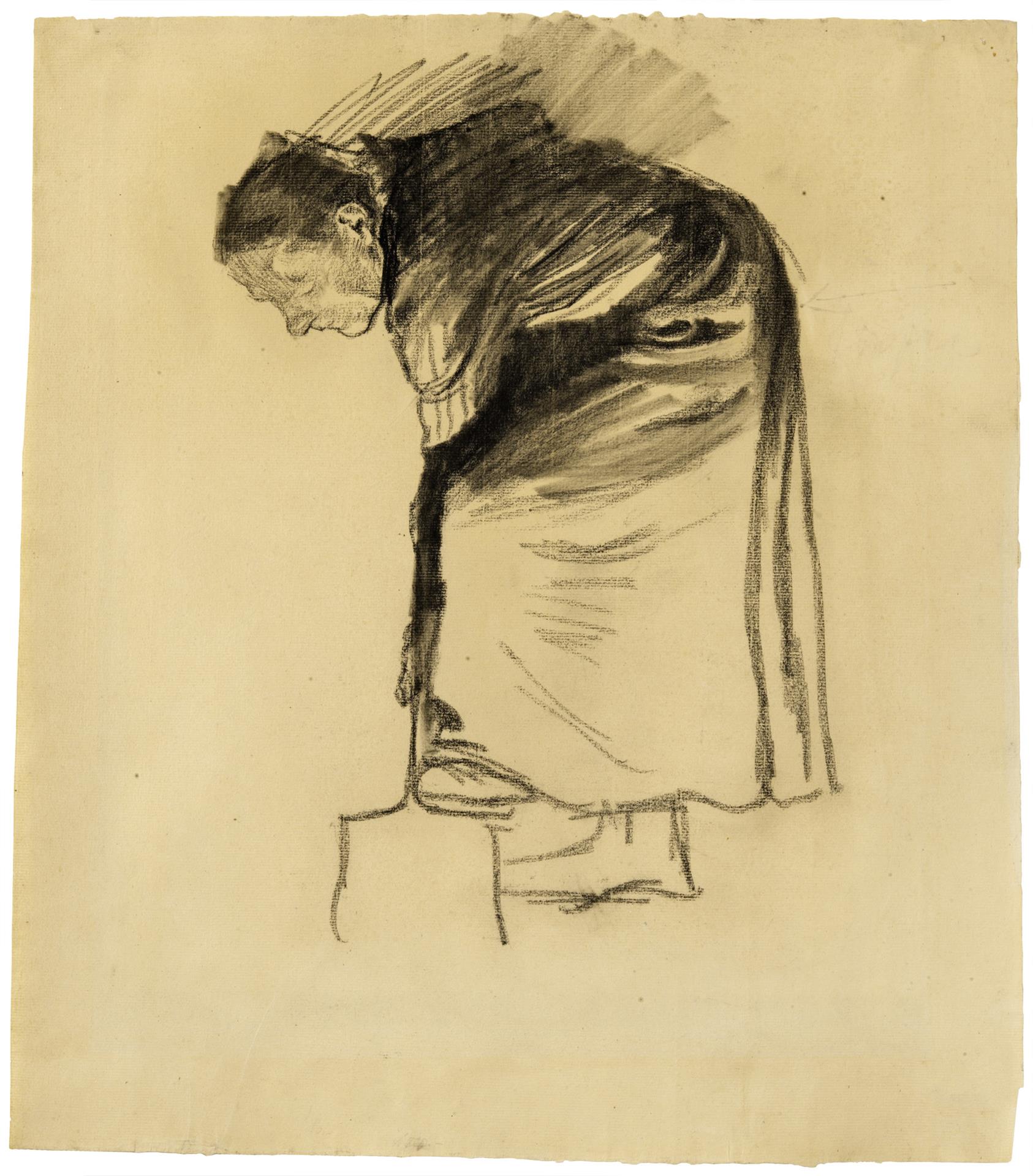 Käthe Kollwitz, Grabende Frau, 1903, Kohle auf Ingres-Bütten, NT 254