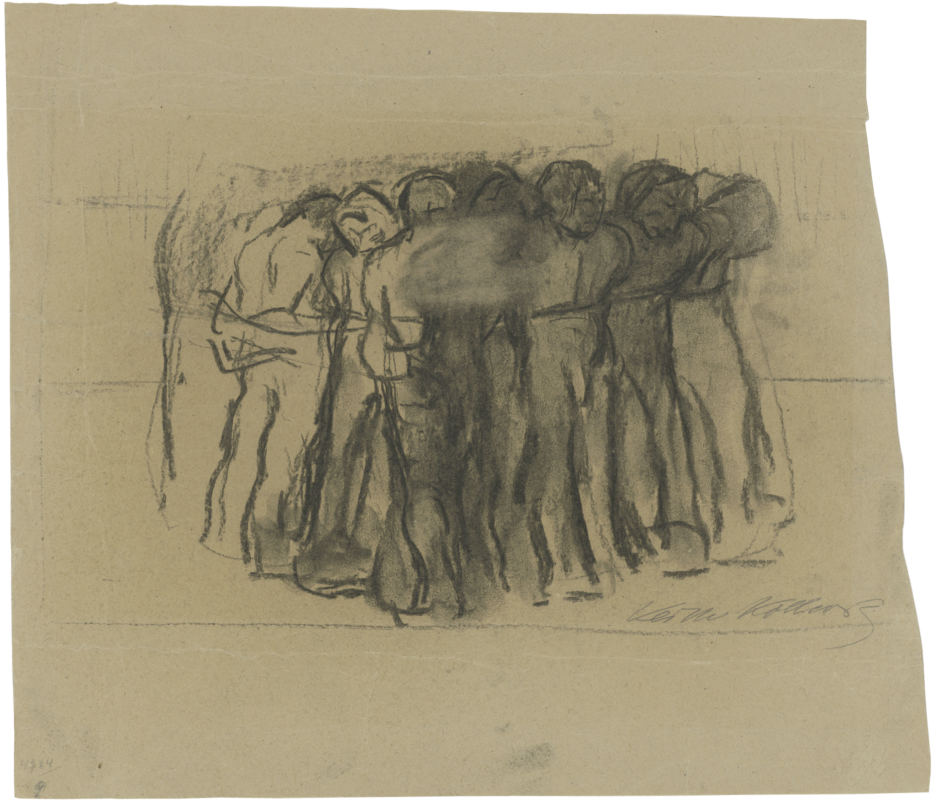 Käthe Kollwitz, The Prisoners, 1906/1907?, charcoal on brown paper, NT 425, Cologne Kollwitz Collection © Käthe Kollwitz Museum Köln