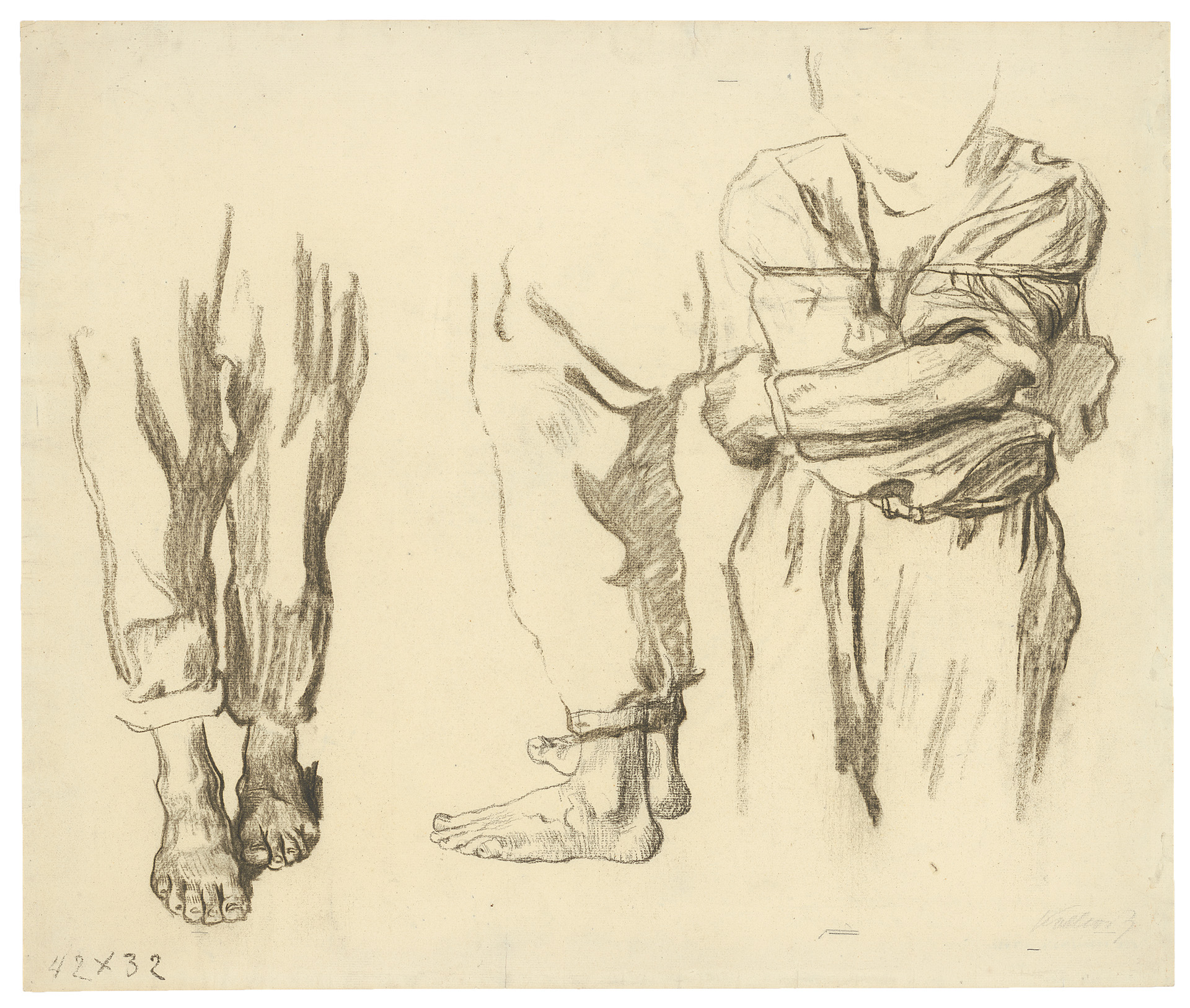 Käthe Kollwitz, Paysans prisonniers, 1908, fusain sur papier vergé, NT 432, Collection Kollwitz de Cologne © Käthe Kollwitz Museum Köln