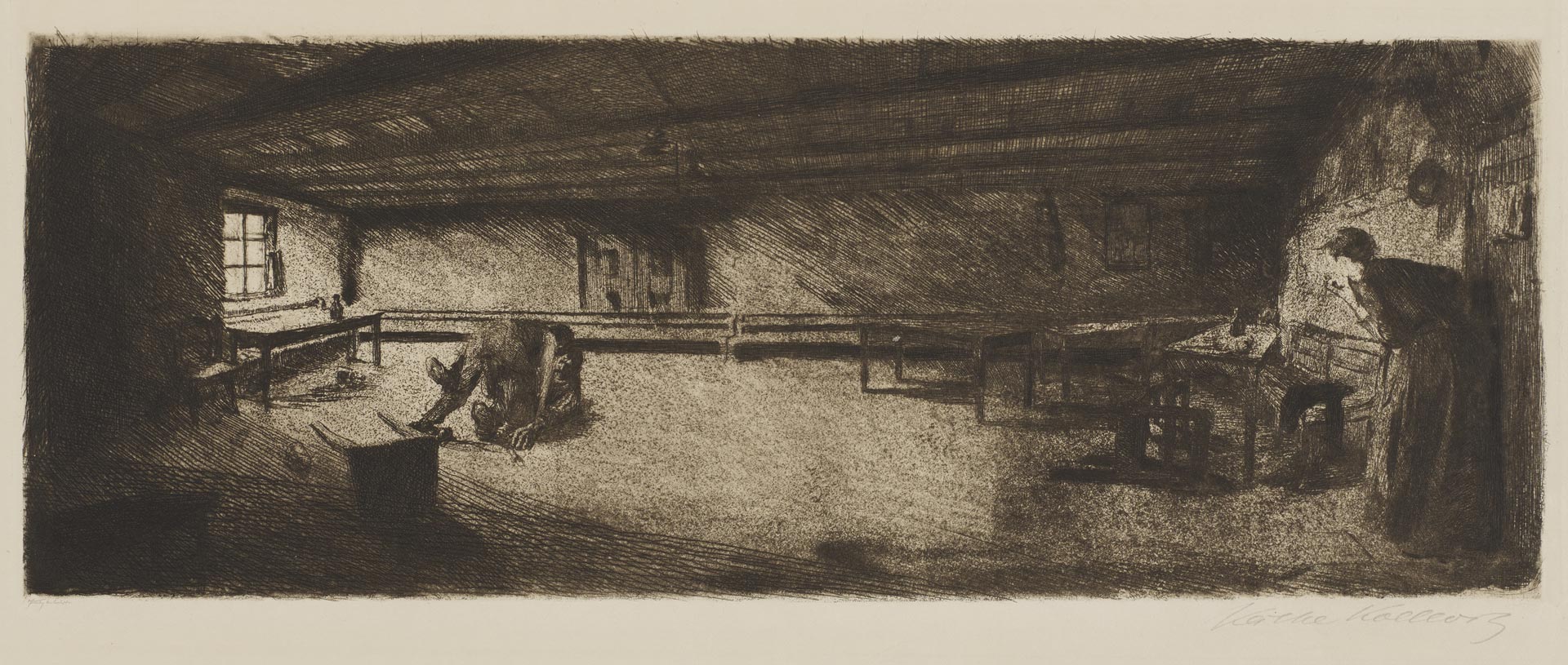 Käthe Kollwitz, Scène de Germinal, 1893, eau-forte, pointe sèche, émeri, Kn 19 III b