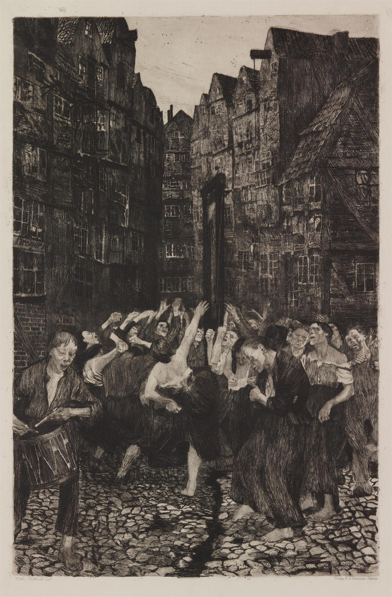 Käthe Kollwitz, Die Carmagnole, 1901, Strichätzung, Kaltnadel, Aquatinta bzw. Pinselätzung und Schmirgel, Kn 51 VII