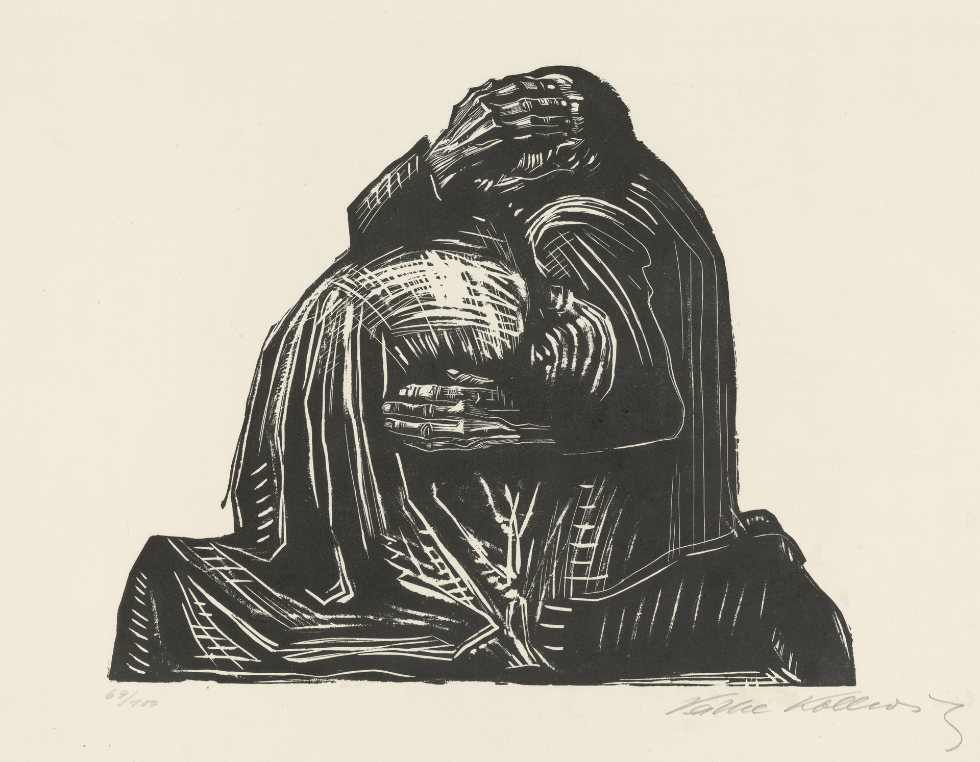Käthe Kollwitz, Die Eltern, Bl. 3 der Folge »Krieg«, 1921/1922, Holzschnitt, Kn 174 V c