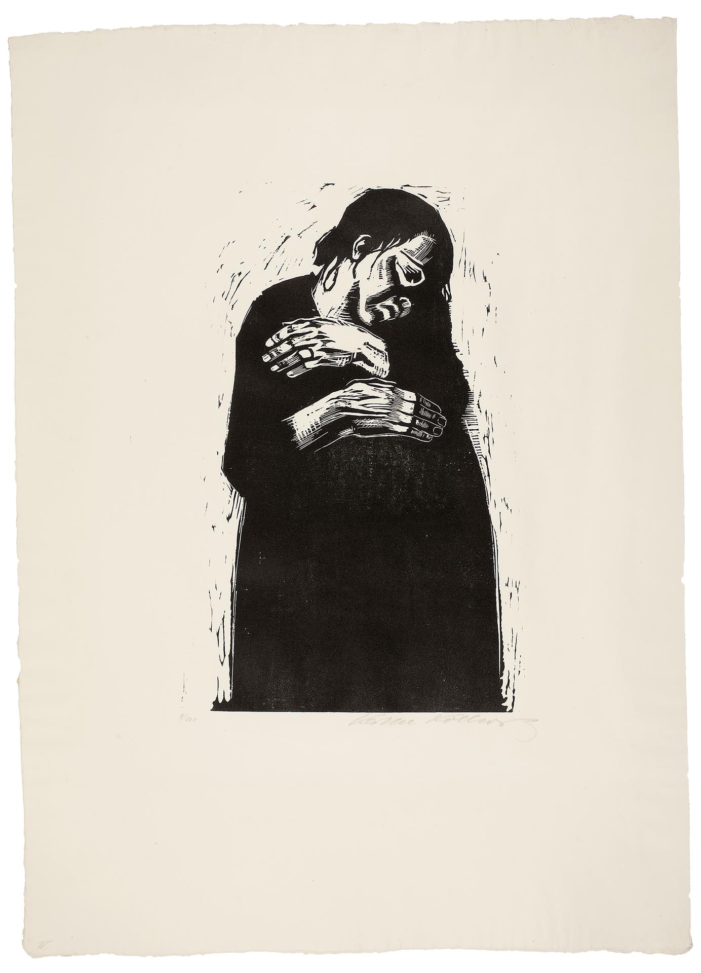 Käthe Kollwitz, La Veuve I, planche 4 de la série »Guerre«, 1921/22, gravure sur bois, Kn 175 V b, Collection Kollwitz de Cologne © Käthe Kollwitz Museum Köln