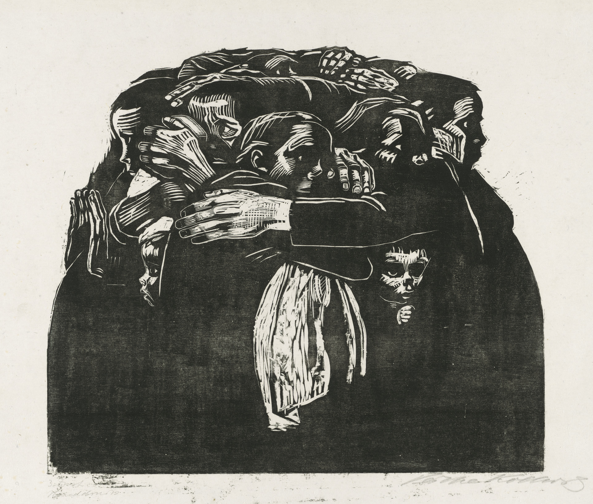 Käthe Kollwitz, Die Mütter, Bl. 6 der Folge »Krieg«, 1921/22, Holzschnitt, Kn 176 III