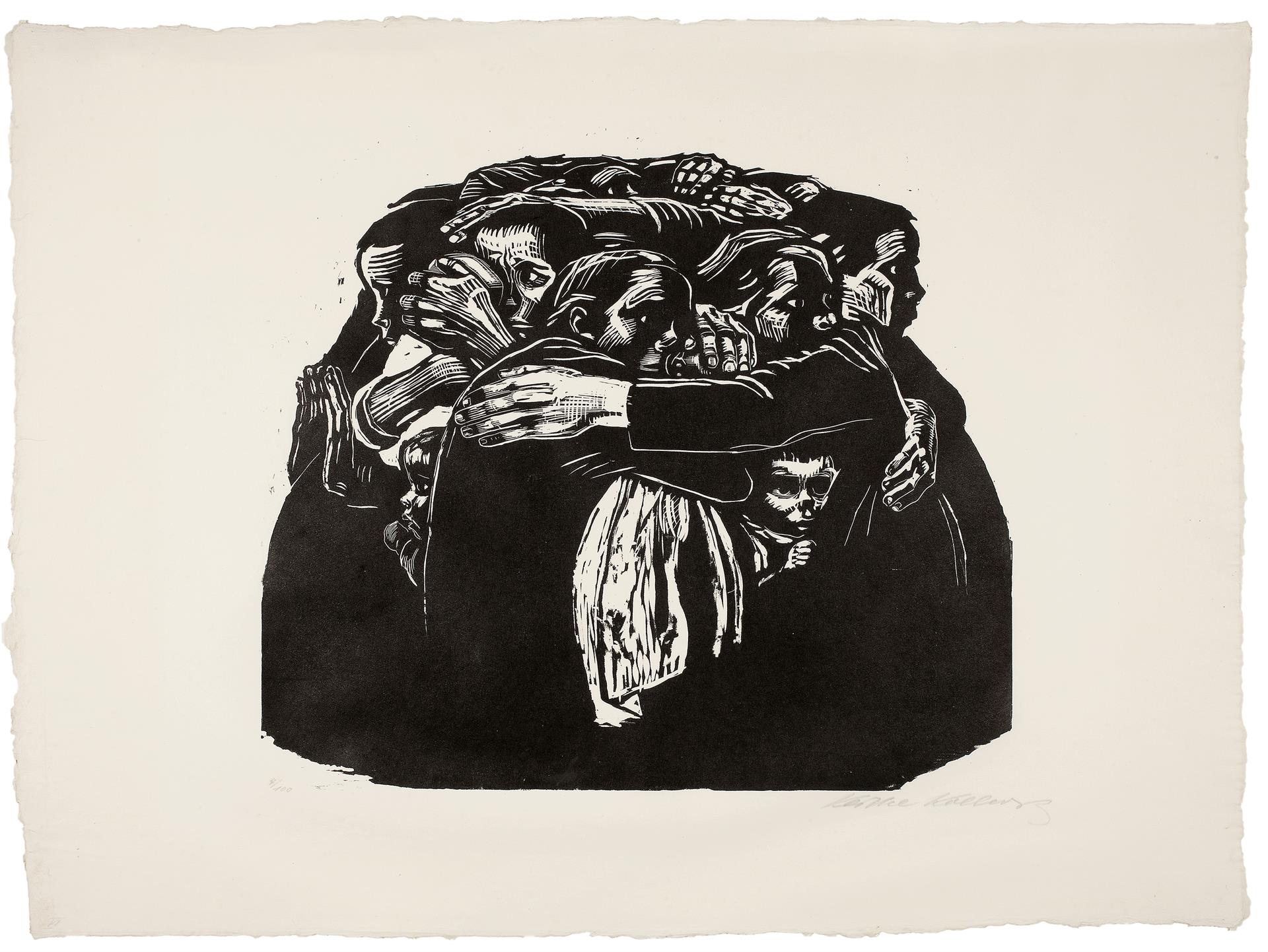 Käthe Kollwitz, Die Mütter, Bl. 6 der Folge »Krieg«, 1921/1922, Holzschnitt, Kn 176 VII b