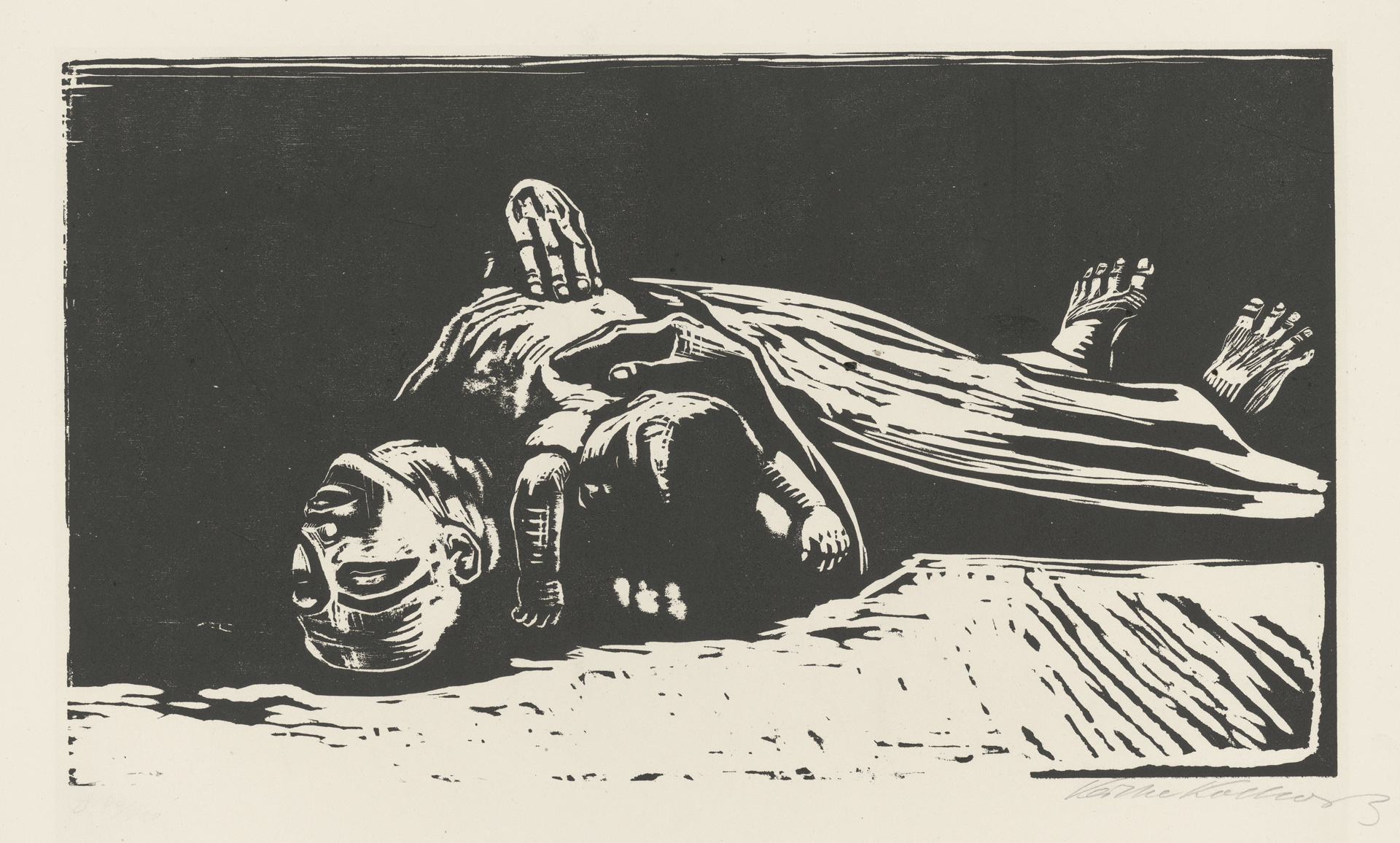Käthe Kollwitz, Die Witwe II, Bl. 5 der Folge »Krieg«, 1922, Holzschnitt, Kn 178 VII c