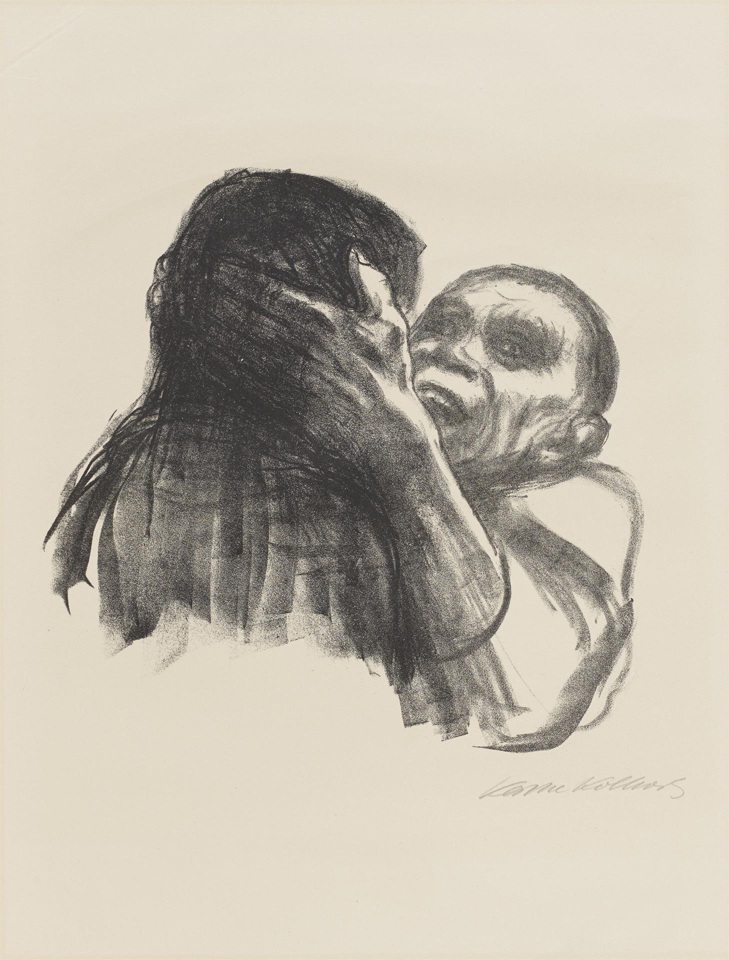 Käthe Kollwitz, La Mort reconnue comme une amie, planche 6 de la série »Mort«, 1937, lithographie au crayon, Kn 271 b, Collection Kollwitz de Cologne © Käthe Kollwitz Museum Köln