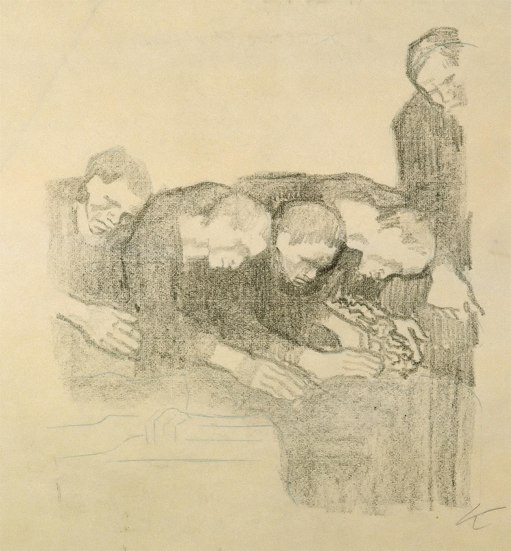 Käthe Kollwitz, À la mémoire de Ludwig Frank, deuxième version abandonnée, 1914, lithographie au crayon (report), Kn 131, Collection Kollwitz de Cologne © Käthe Kollwitz Museum Köln