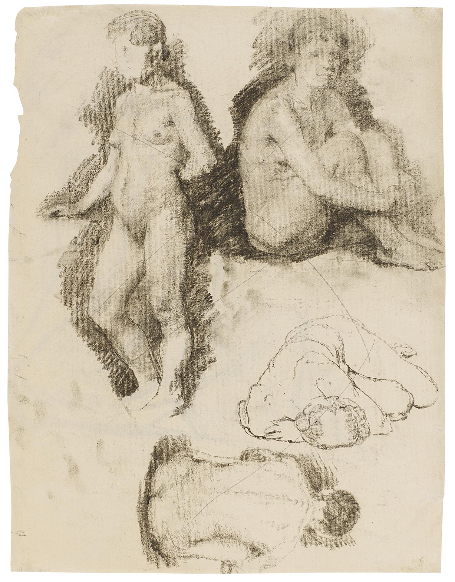 Käthe Kollwitz, Quatre études de nu féminin, 1888/1889, fusain, NT 23, Collection Kollwitz de Cologne © Käthe Kollwitz Museum Köln