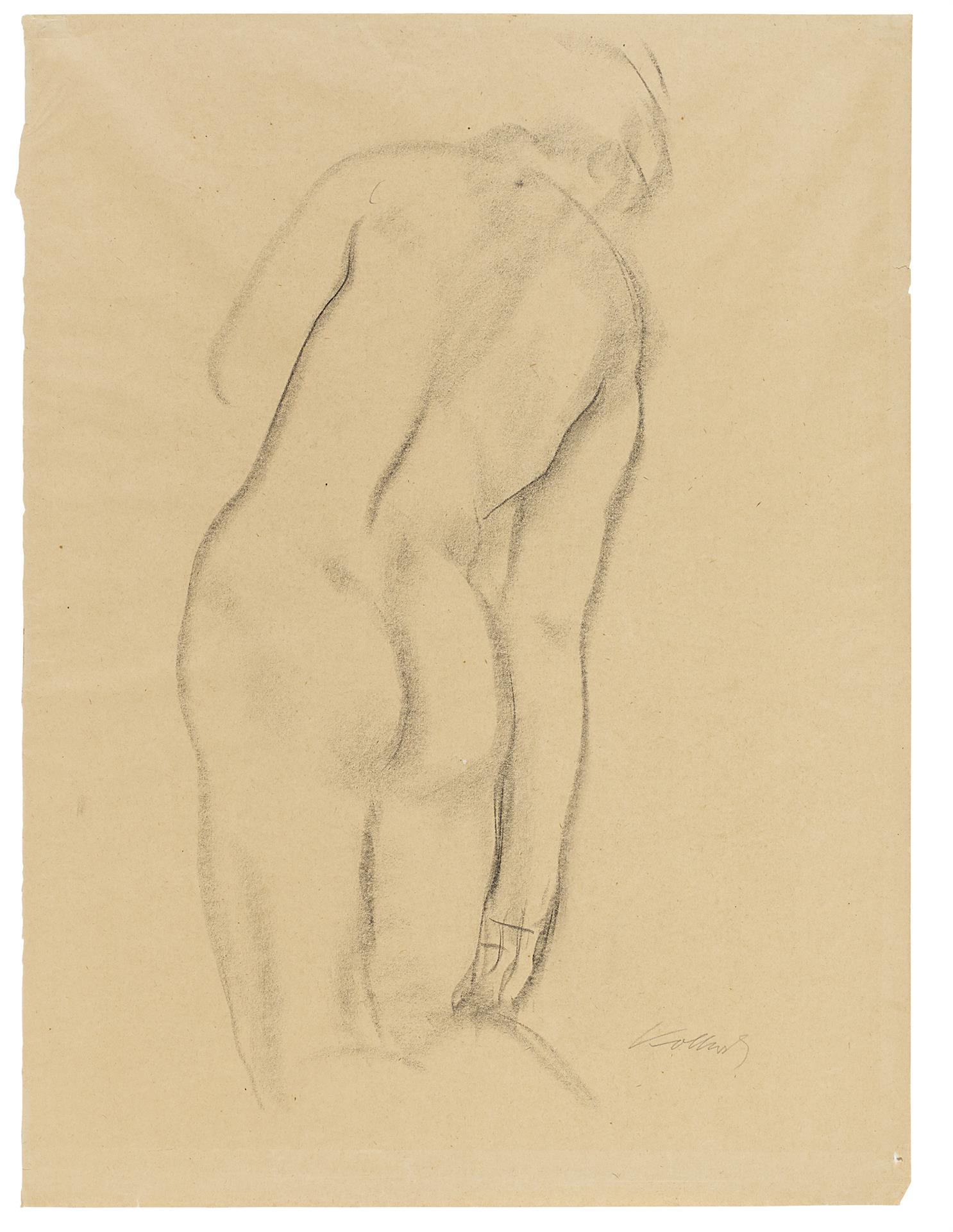 Käthe Kollwitz, Nu féminin agenouillé de dos, 1904-06, pierre noire, NT 339, Collection Kollwitz de Cologne © Käthe Kollwitz Museum Köln