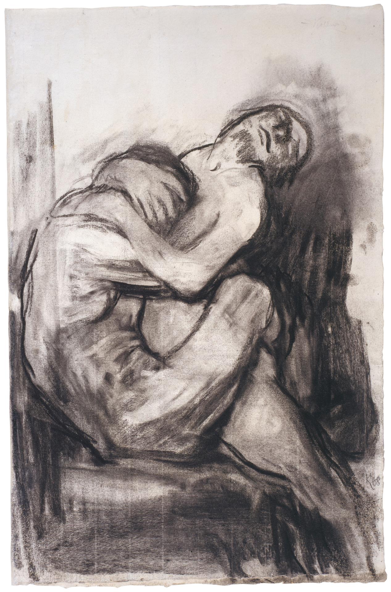 Käthe Kollwitz, Liebesszene I, um 1909/10, Kohle, gewischt, NT 561