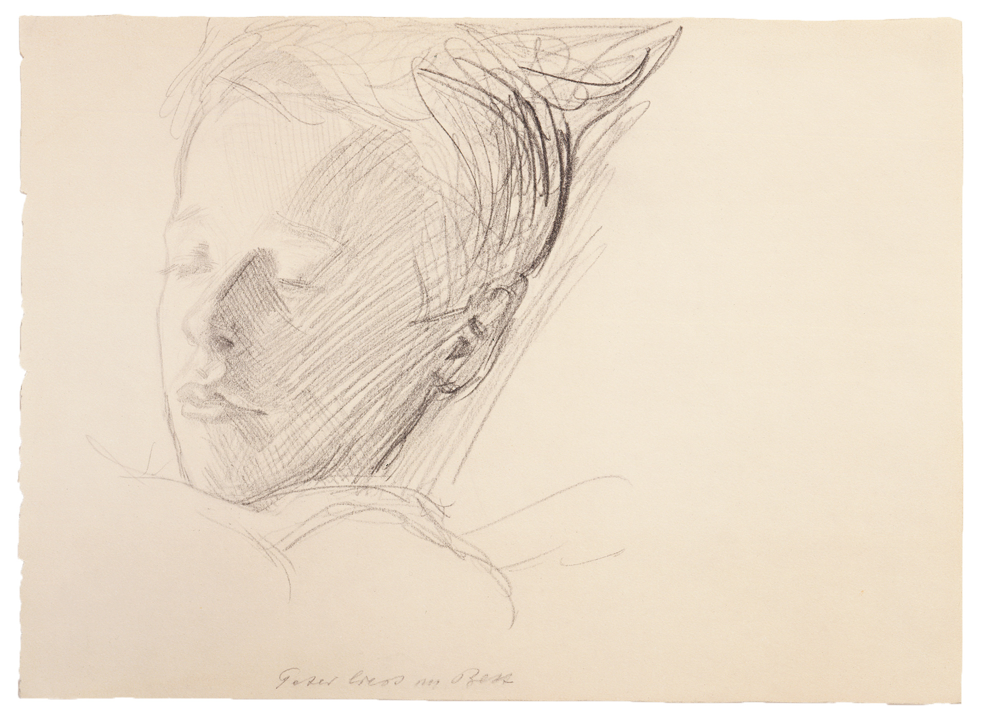 Käthe Kollwitz, Peter lisant au lit, vers 1908, mine de plomb sur papier à dessin, NT 444, Collection Kollwitz de Cologne © Käthe Kollwitz Museum Köln