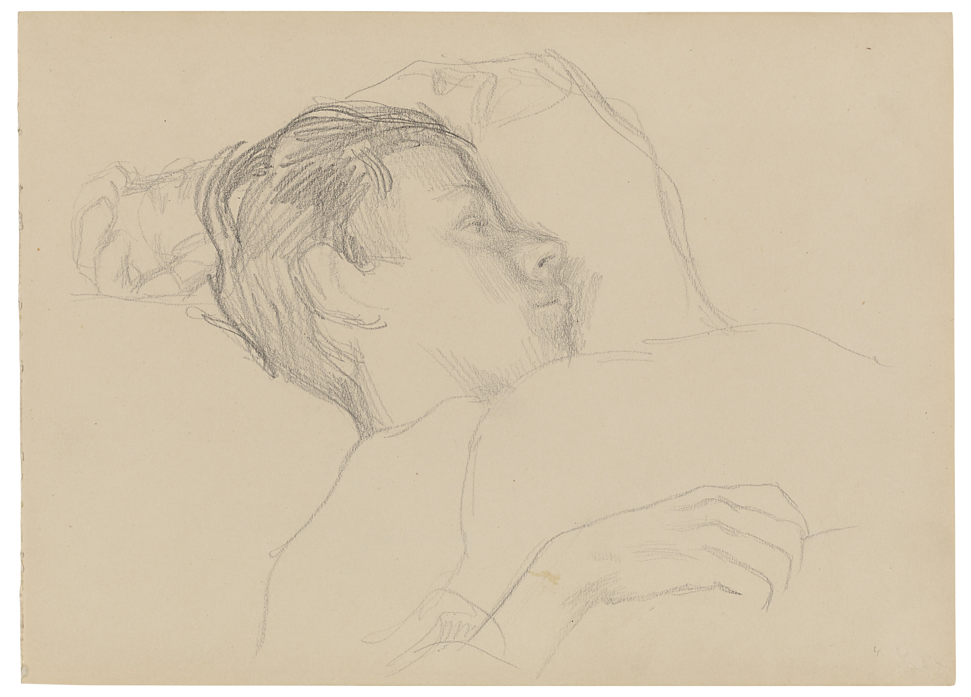 Käthe Kollwitz, Peter in his Bed, c 1908, pencil on drawing paper, NT 445, Cologne Kollwitz Collection © Käthe Kollwitz Museum Köln