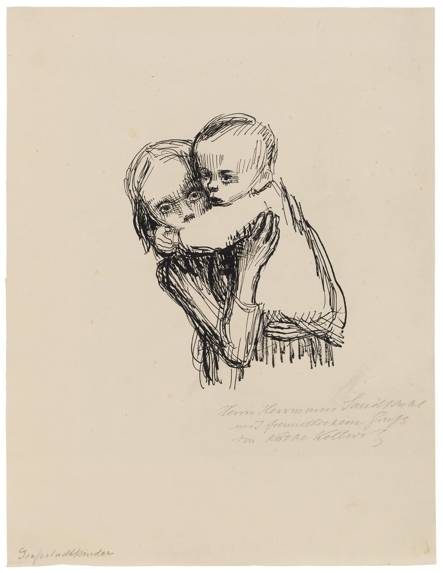 Käthe Kollwitz, Berlin Children, c 1922, pen on yellowish laid paper, NT 997a, Cologne Kollwitz Collection © Käthe Kollwitz Museum Köln