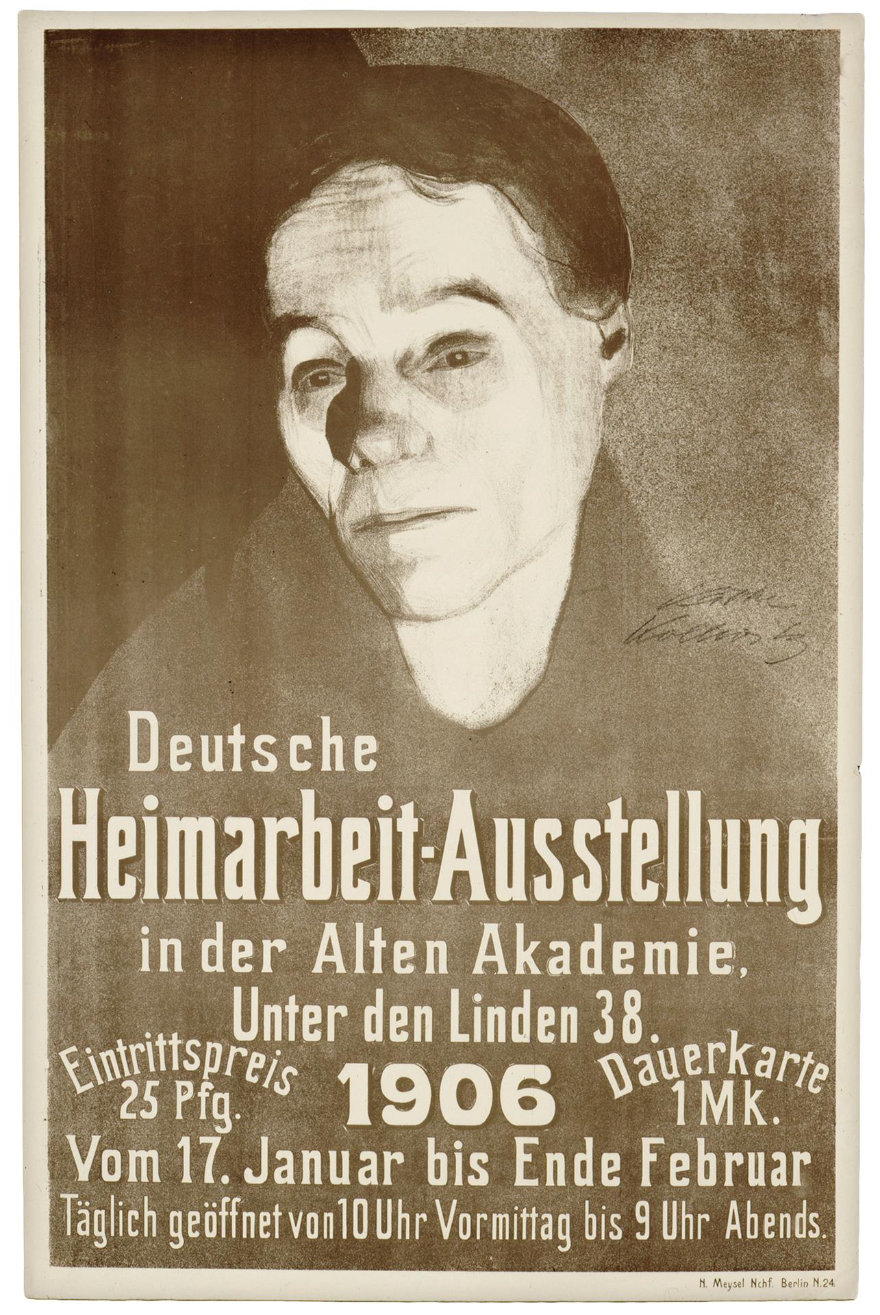 Käthe Kollwitz, affiche de »l’Exposition allemande sur le travail à domicile« de Berlin, 1906, lithographie au crayon et au pinceau avec technique au crachis et grattoir, Kn 95 III, Collection Kollwitz de Cologne © Käthe Kollwitz Museum Köln