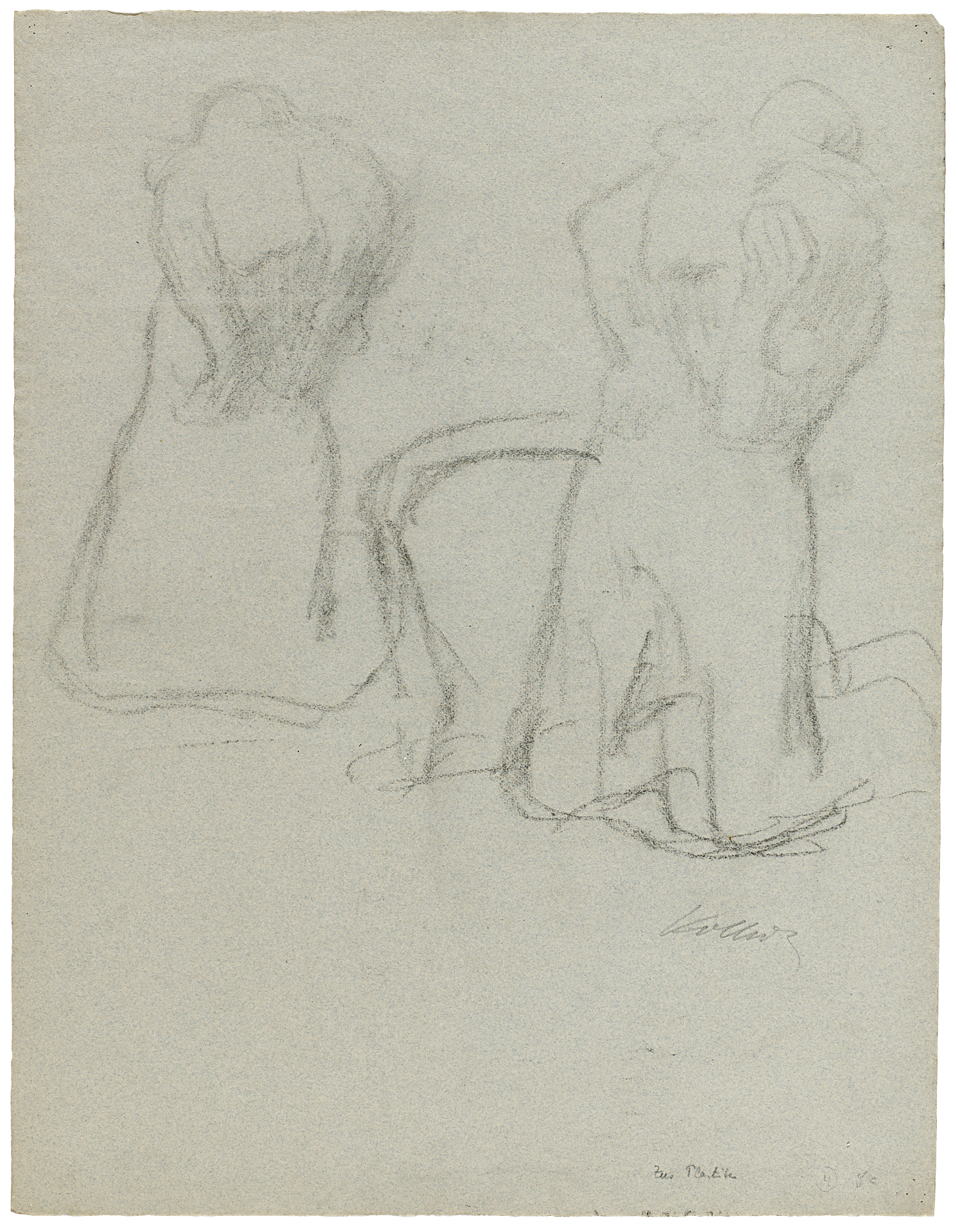 Käthe Kollwitz, Frau mit Kind über der Schulter, vor 1917, Kohle auf Ingres-Papier, NT 725