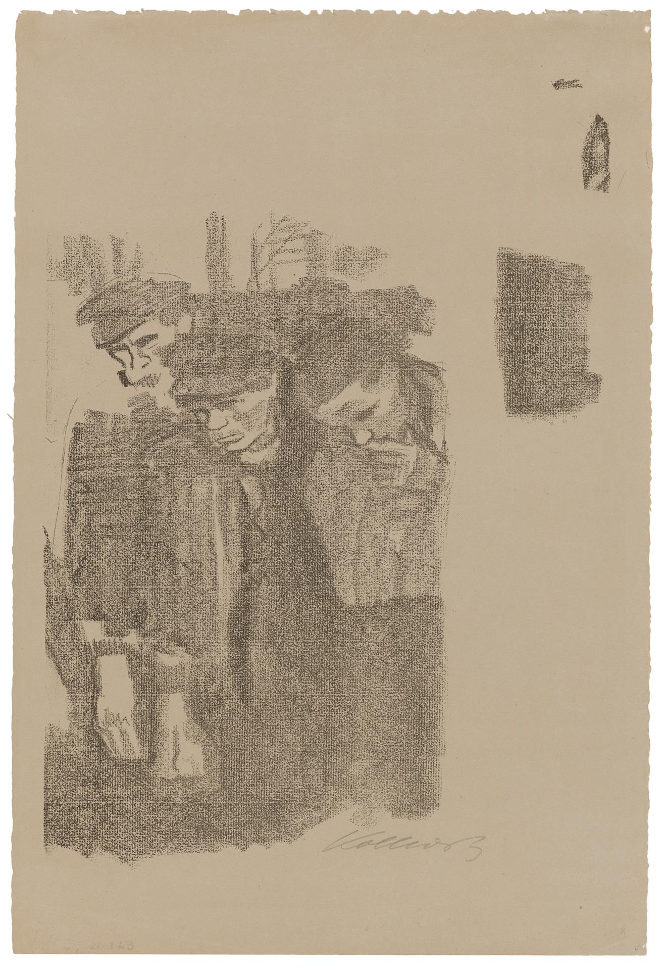 Käthe Kollwitz, Märzfriedhof, Erste Fassung, 1913, Kreidelithographie (Umdruck von einer Zeichnung auf geripptem Bütten), Kn 127