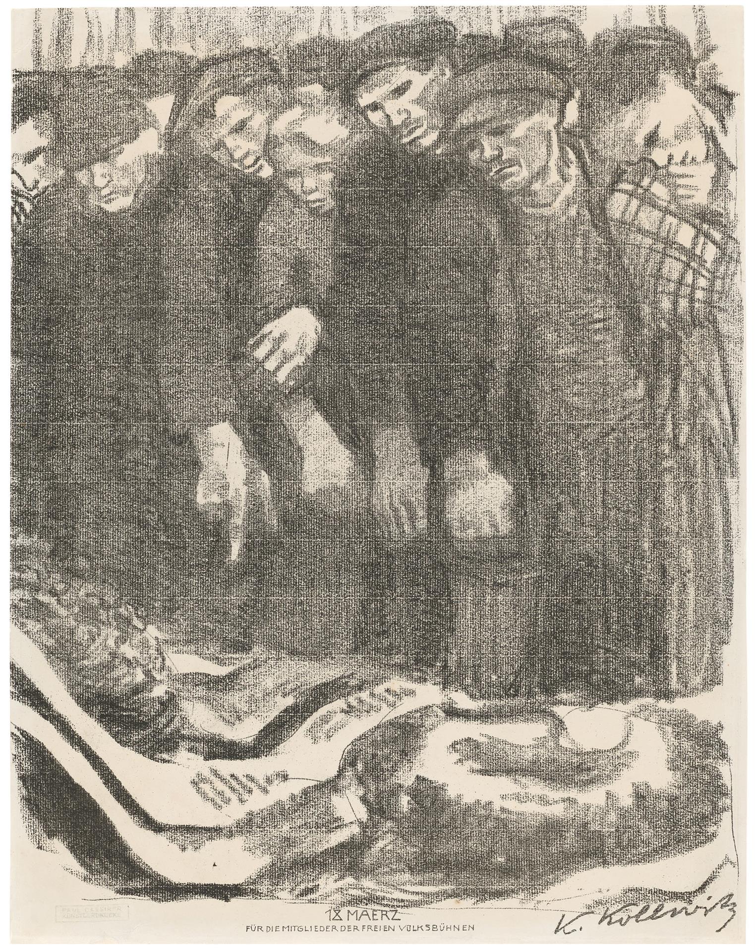 Käthe Kollwitz, Märzfriedhof, Dritte Fassung, 1913, Kreidelithographie (Umdruck von einer unbekannten Zeichnung auf geripptem Bütten), Kn 129