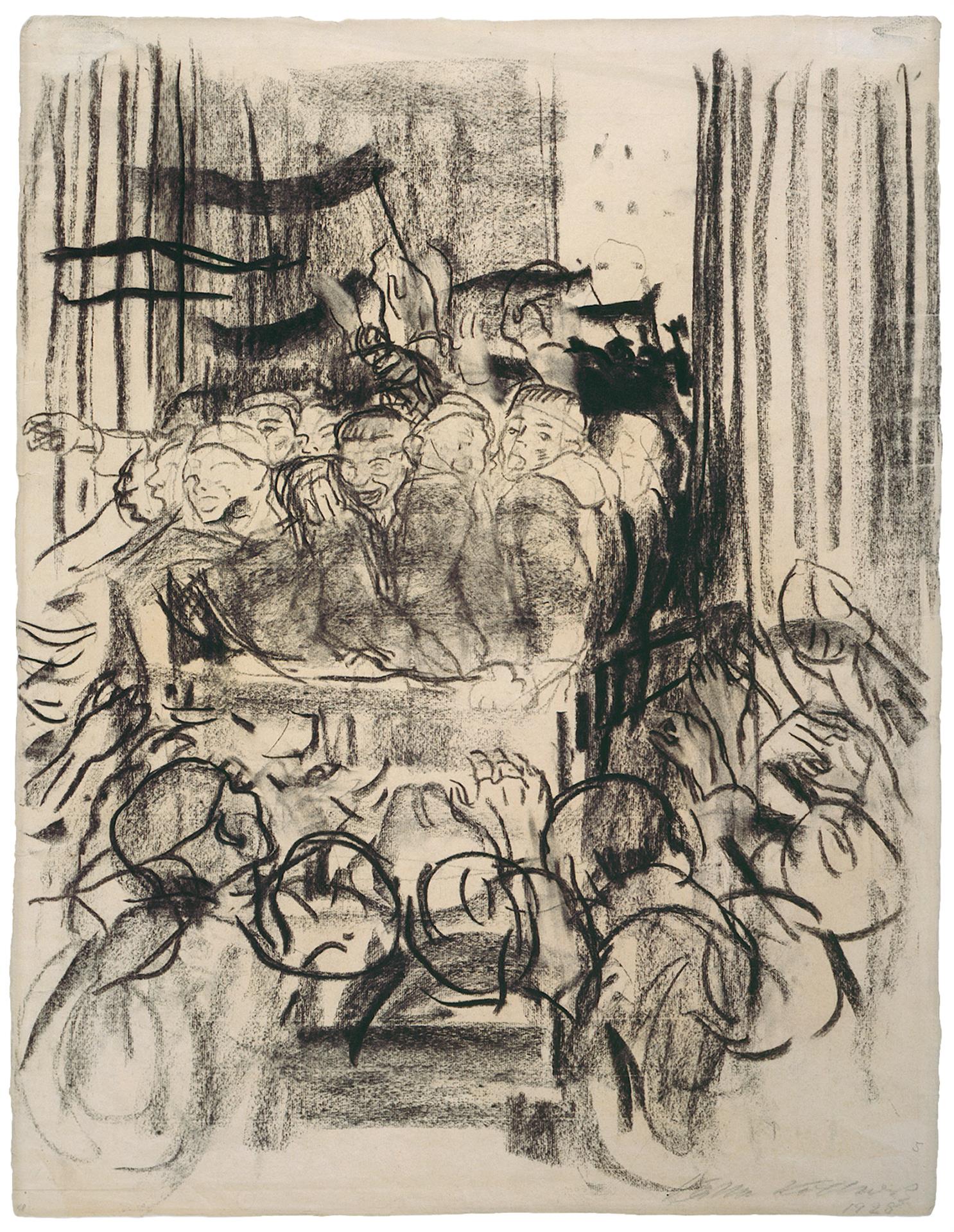 Käthe Kollwitz, Revolution 1918, 1928, Kohle und schwarze Kreide, NT 1163