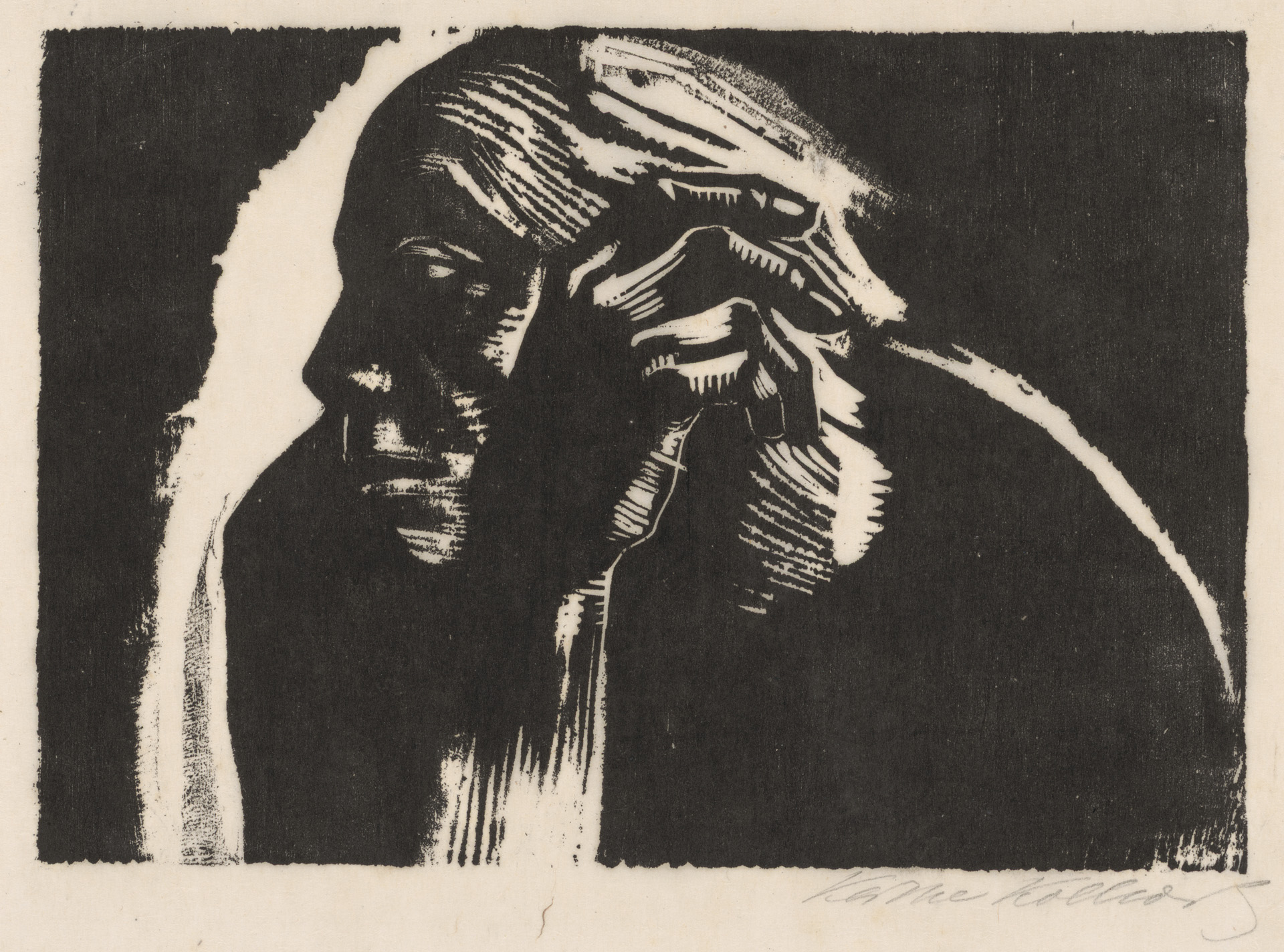 Käthe Kollwitz, Self-portrait, 1924, woodcut, Kn 203 VIb, Cologne Kollwitz Collection © Käthe Kollwitz Museum Köln