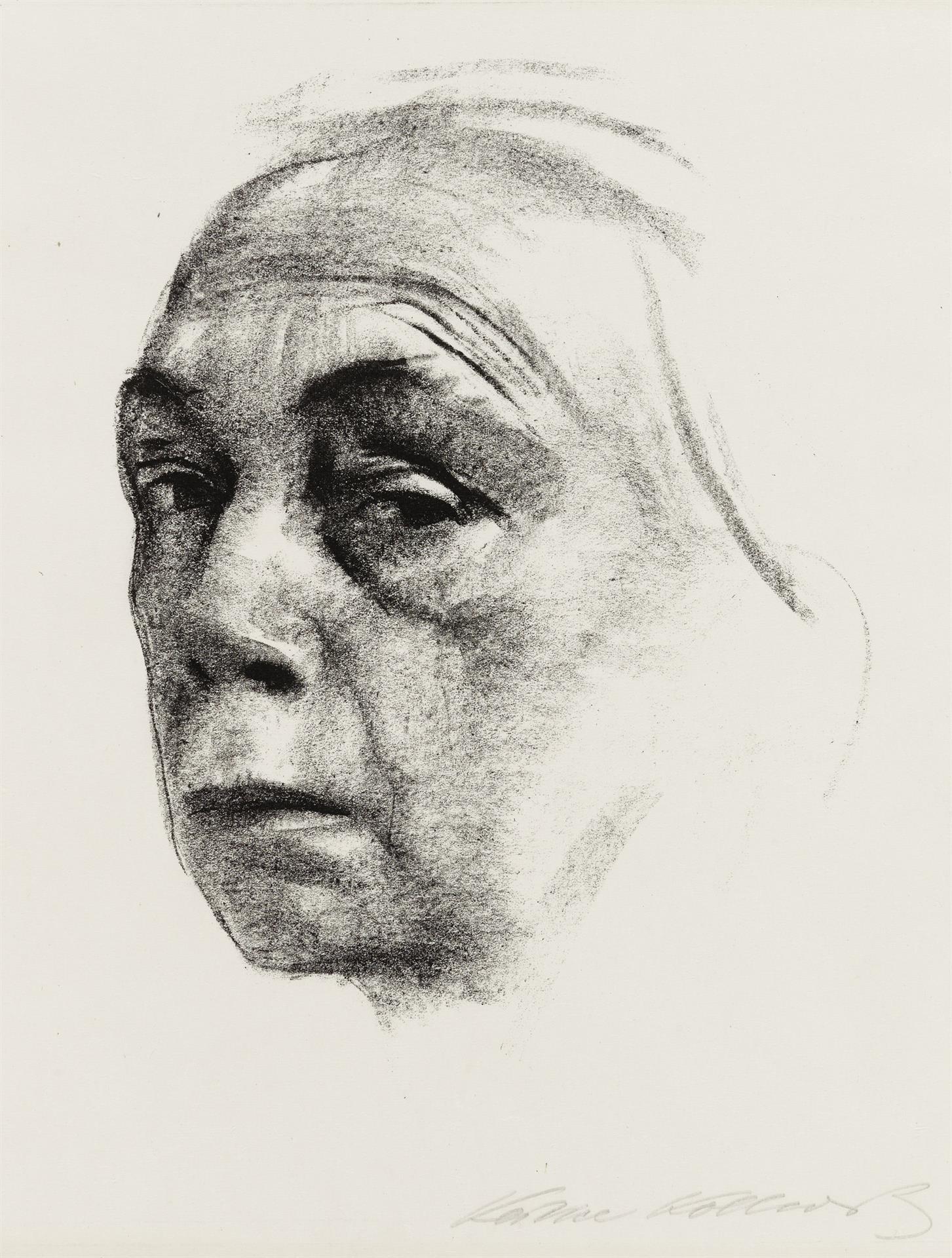 Käthe Kollwitz, Autoportrait, 1924, lithographie au crayon (report), Kn 209 b