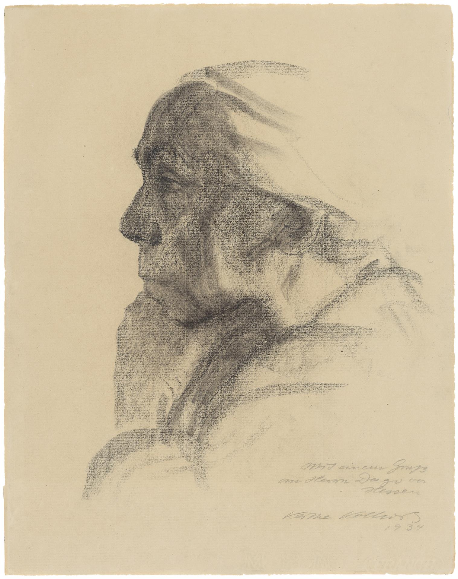 Käthe Kollwitz, Selbstbildnis, 1934, Kohle auf Bütten, NT (1240a)