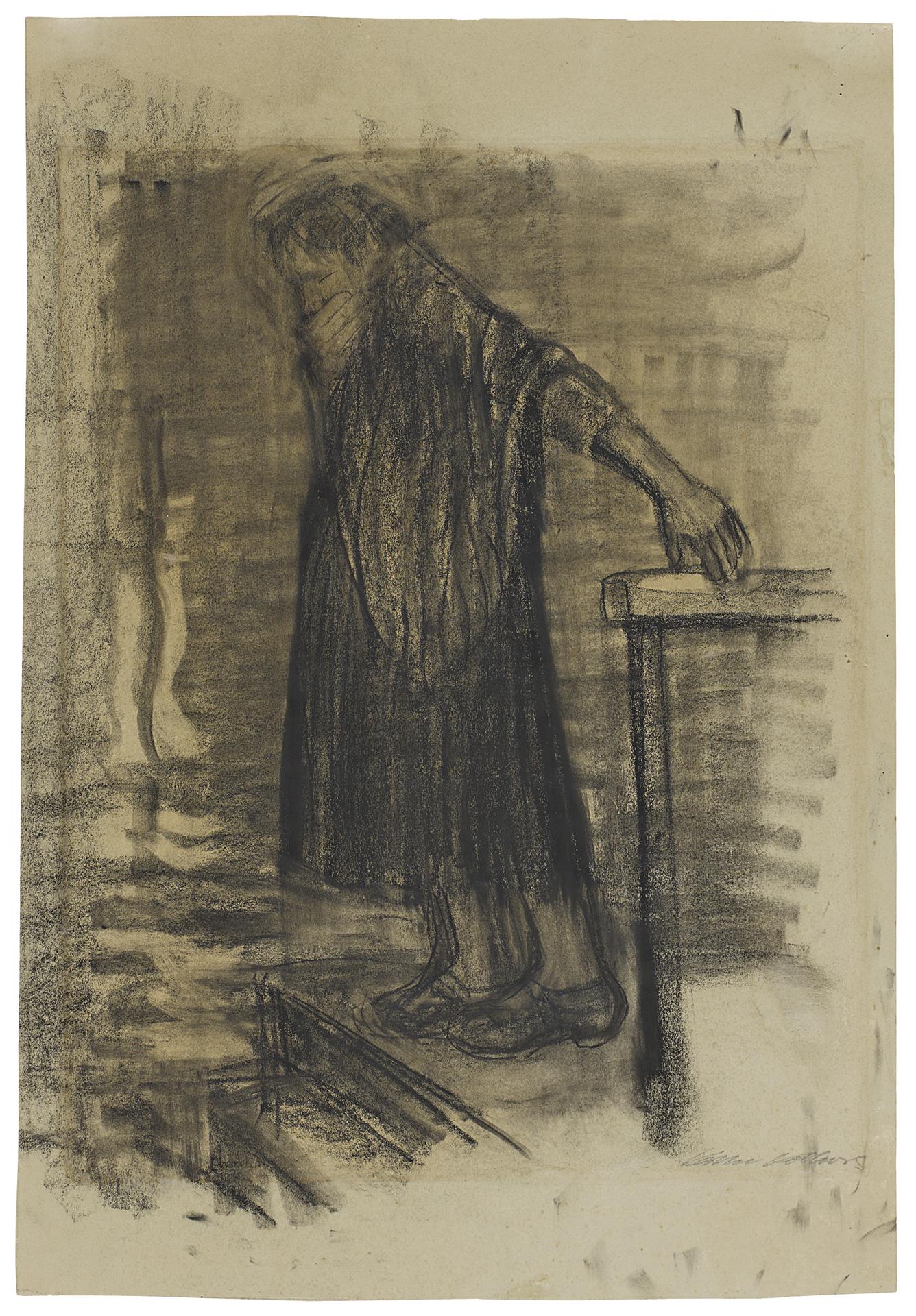 Käthe Kollwitz, Schwangere, ins Wasser gehend, um 1926, Kohle, NT (1114a)