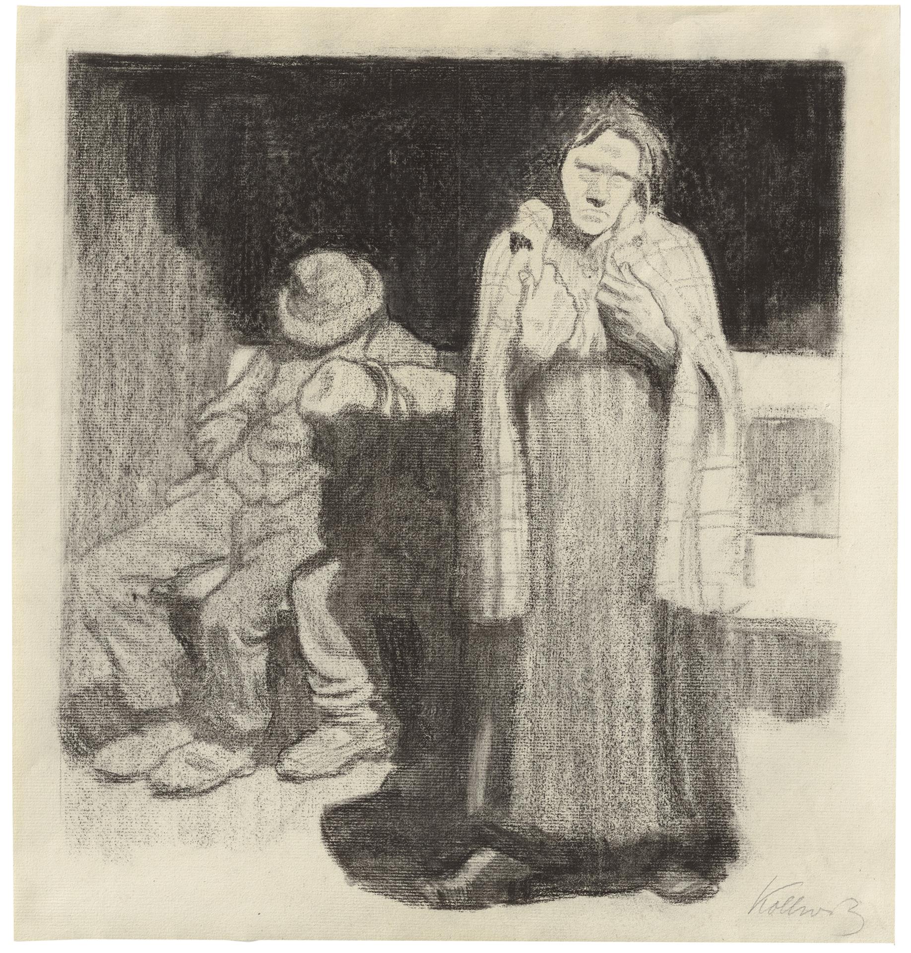 Käthe Kollwitz, Die Straße, 1908, Kohle und Tusche auf Bütten, NT 464